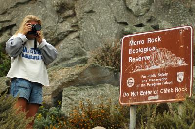 Laurie at the base of Morro Rock.