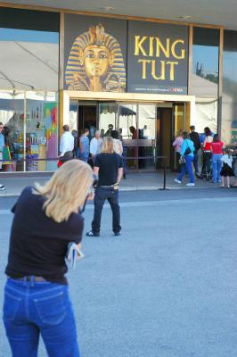 Just prior to entering the Tut exhibt.  No cameras are allowed inside....none