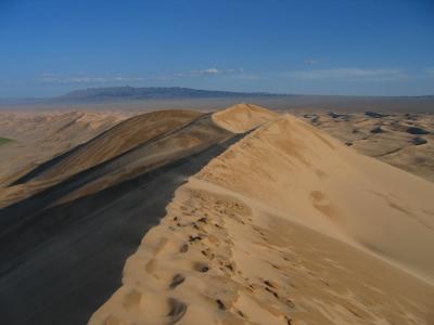 Looking down the dunes