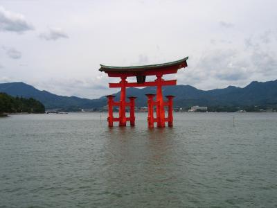 The floating torii of Miyajima at high tide