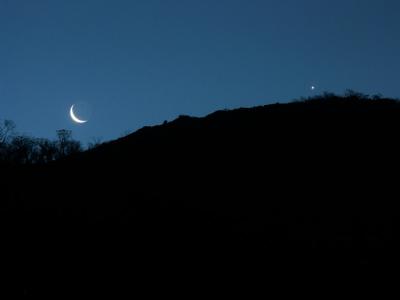 Earthshine Moonset Near Mount Kelly