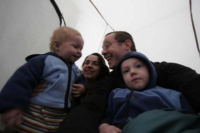 Family fun in tent