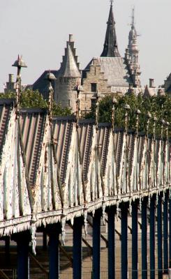 Antwerp hangars (wharves) , built in 1885. The Steen in the background.
