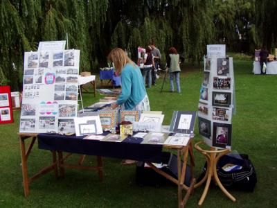 I'm setting up for my art stall at Sandwich Fest