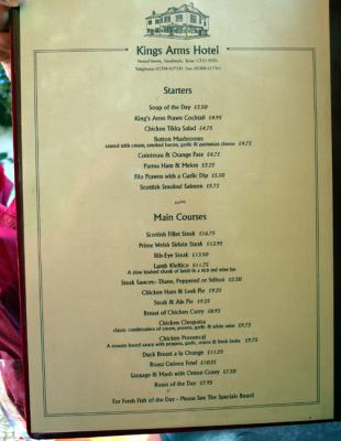 Lunch menu