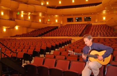 Bill O'Brien playing guitar in Jensen Hall  DSCF0127