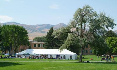 Idaho State University campus with white tent DSCF0012.JPG