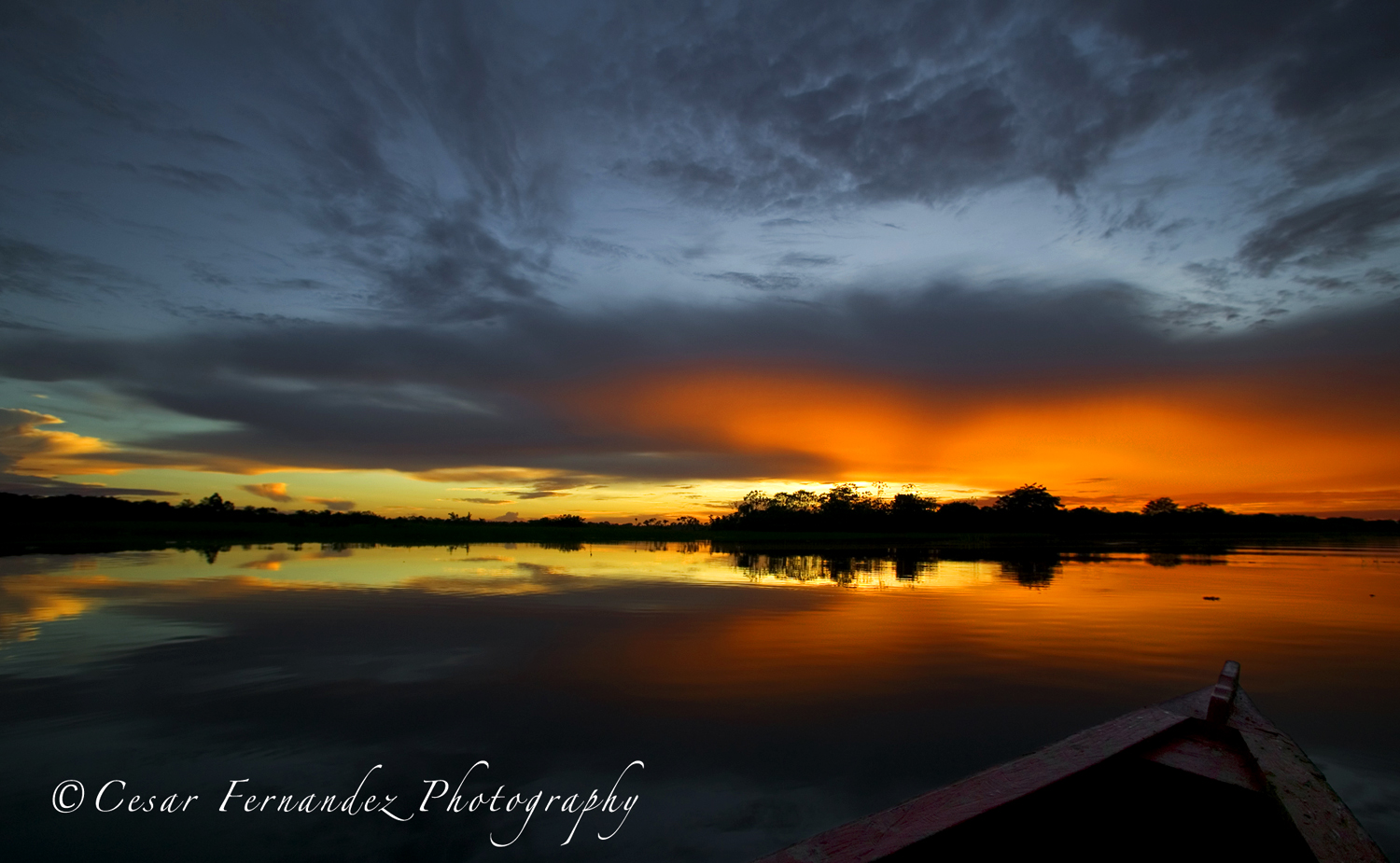 Sunset - Amazone River Delta.