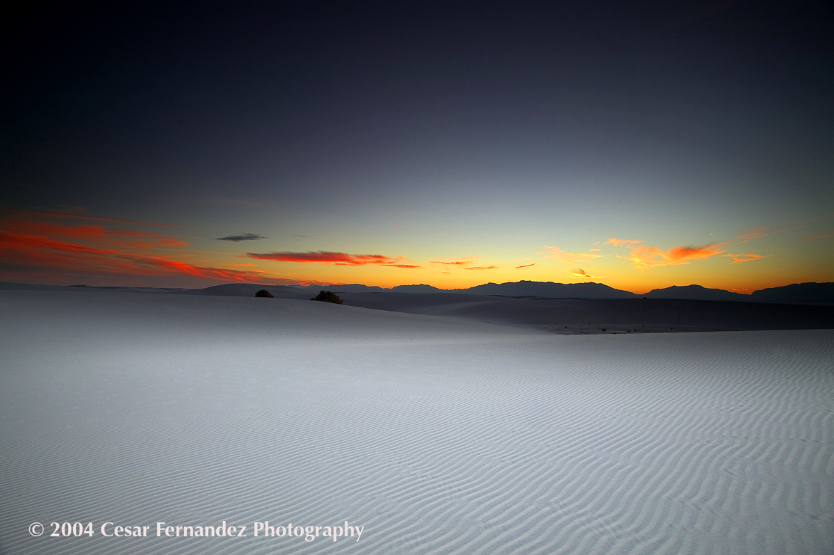 Sunset at White Sands National Monument - New Mexico.