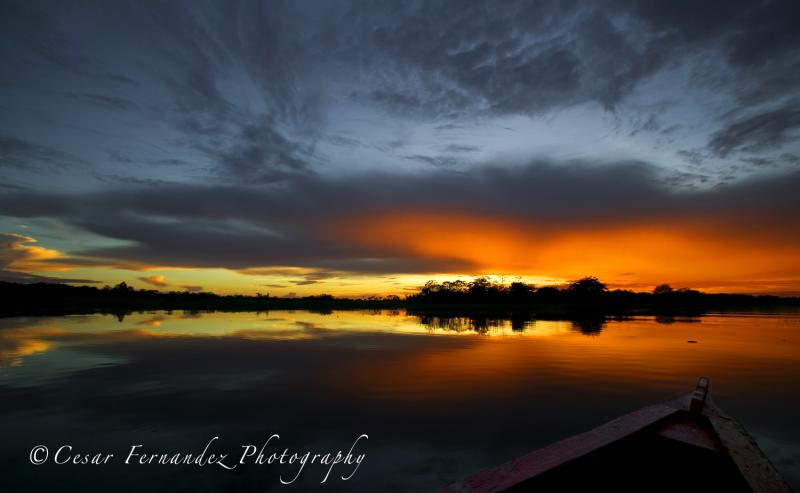 Sunset - Amazone River Delta.